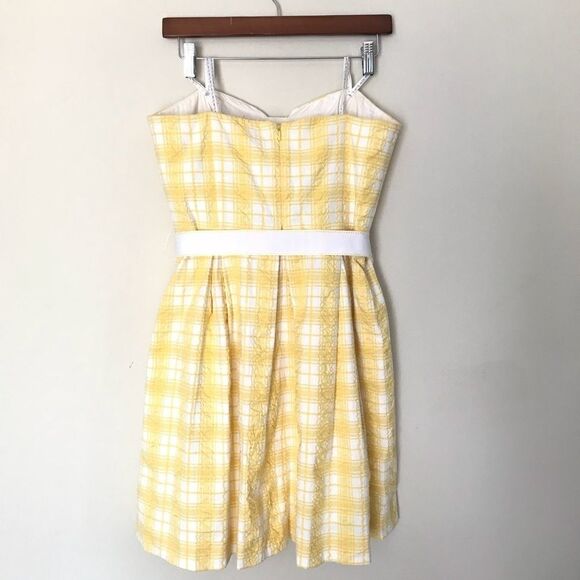 Lilly Pulitzer Sz 8 Yellow white Checked strapless - Picture 3 of 7